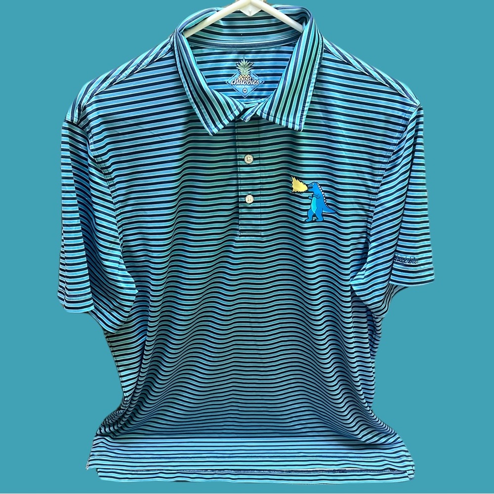 Chubbies Blue Striped Men's Polo Shirt size M